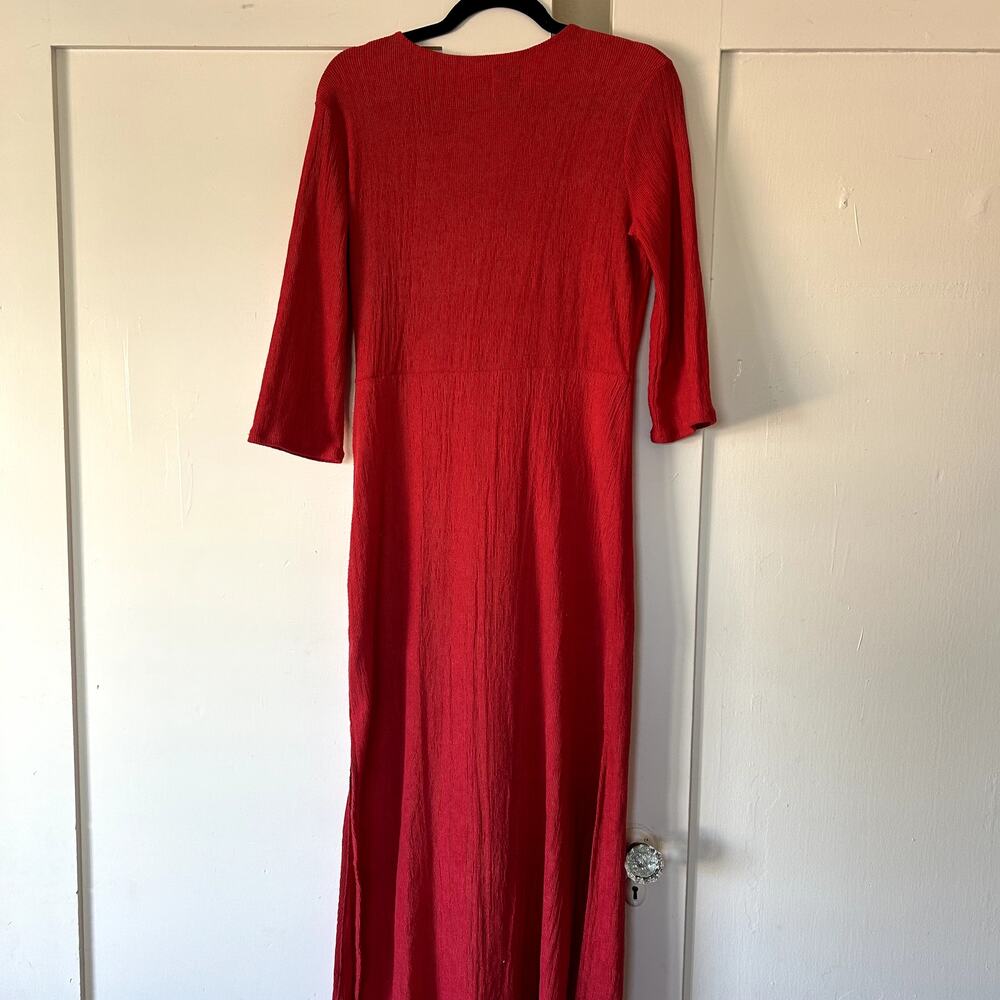 Zara women's red knotted crochet neck maxi dress braided macrame bodice - Picture 7 of 7